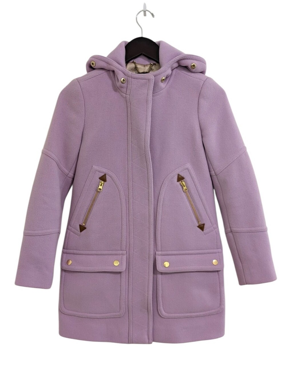 J.Crew Chateau Parka Italian Stadium Cloth Wool Coat Lavender Lilac 00P Petite